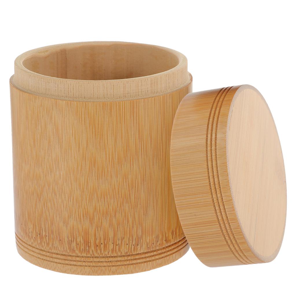 Bamboo Tea Canister M Size Portable Airtight Storage Tank for Loose Tea Coffee Beans Dry Food Kitchen Organization Seal Box