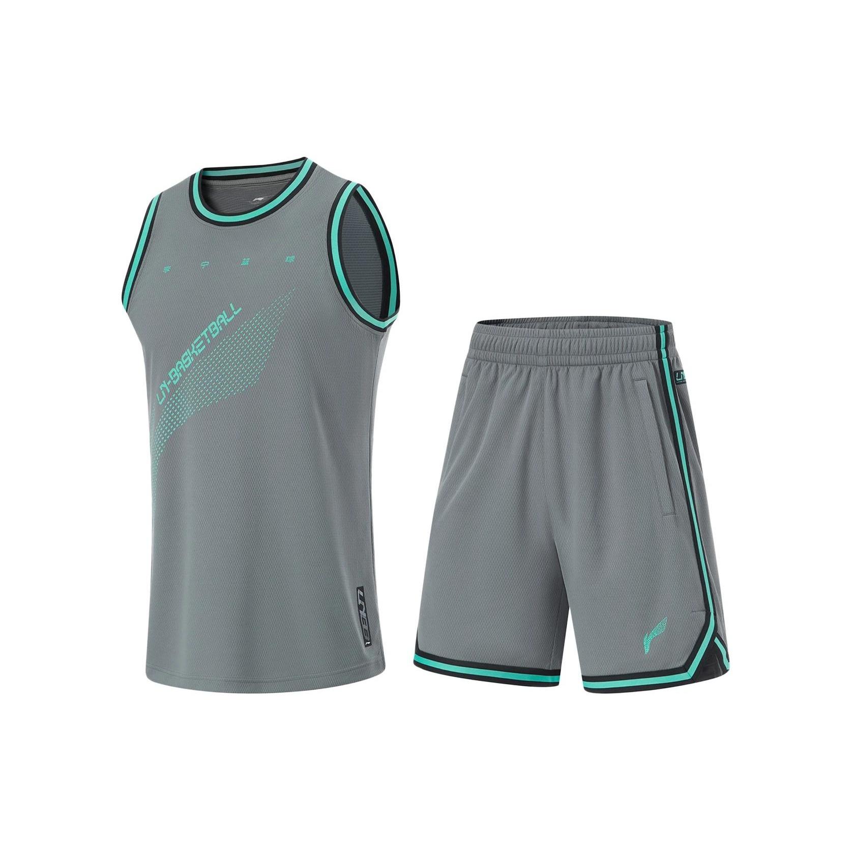 Li-Ning CBA Logo Basketball Suit Grey Green Men s AATU019-8 L