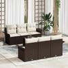 VidaXL 7-Piece Garden Sofa Set with Brown Cushions Poly Rattan 3353917