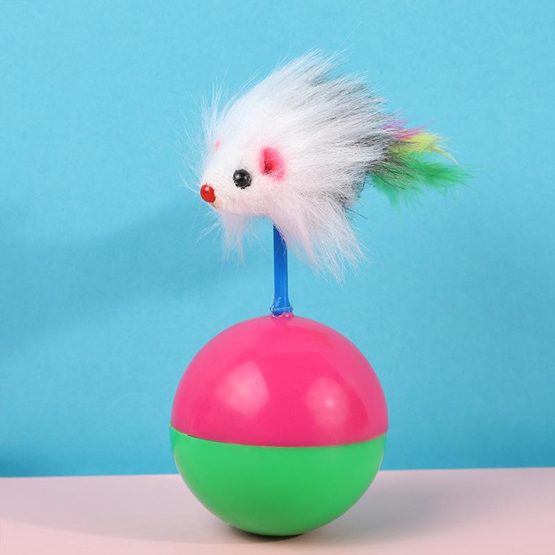 Funny Tumbler Sphynx Cat  Feather Ball Toy for Cats Gotas Automatic Swing Pet Balance Car Accessories Kitten Kedi Mascotas Toys