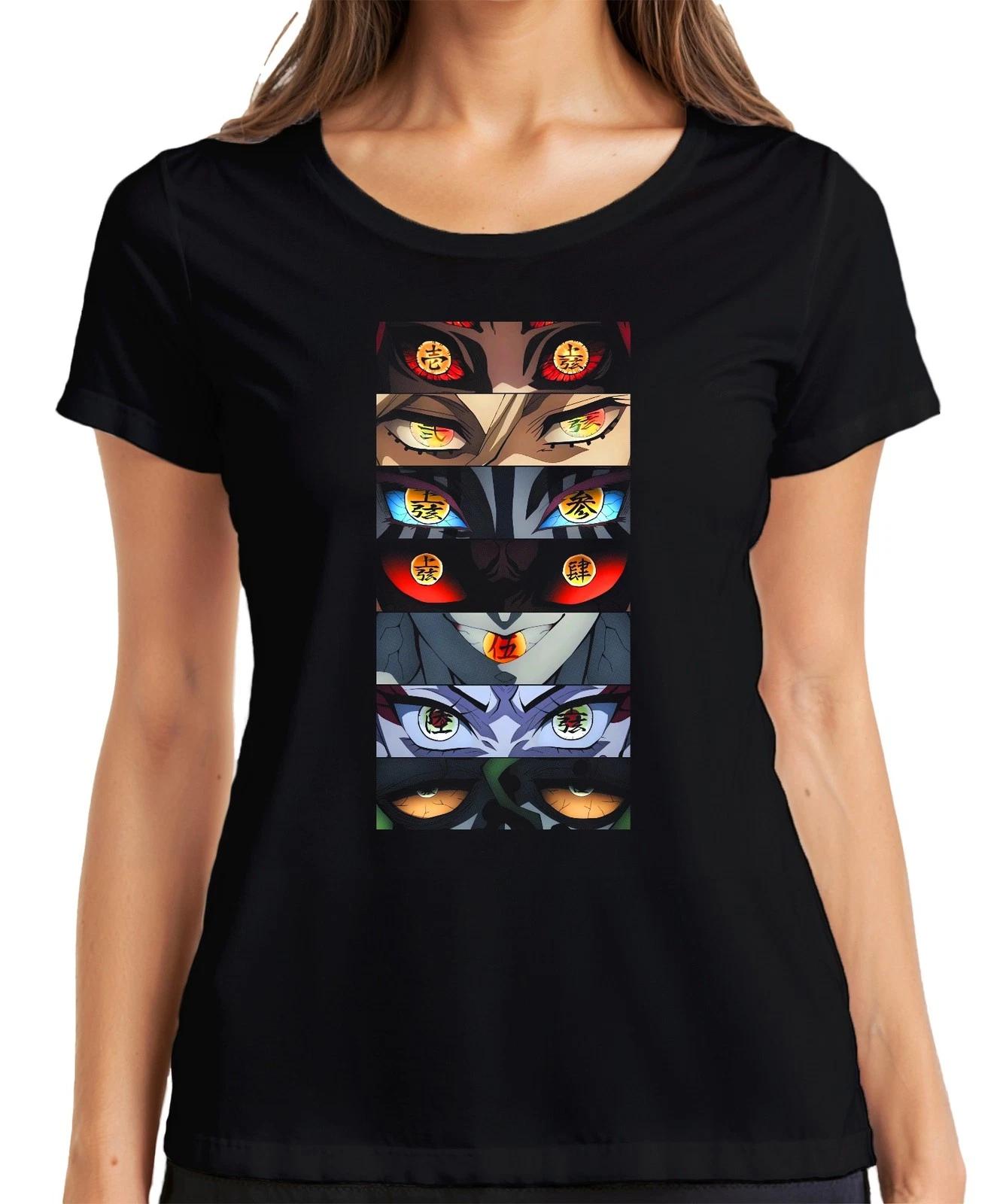 Anime Manga Dämon Augenreihe Otaku Geschenk Halloween gruselig Damen T-Shirt L