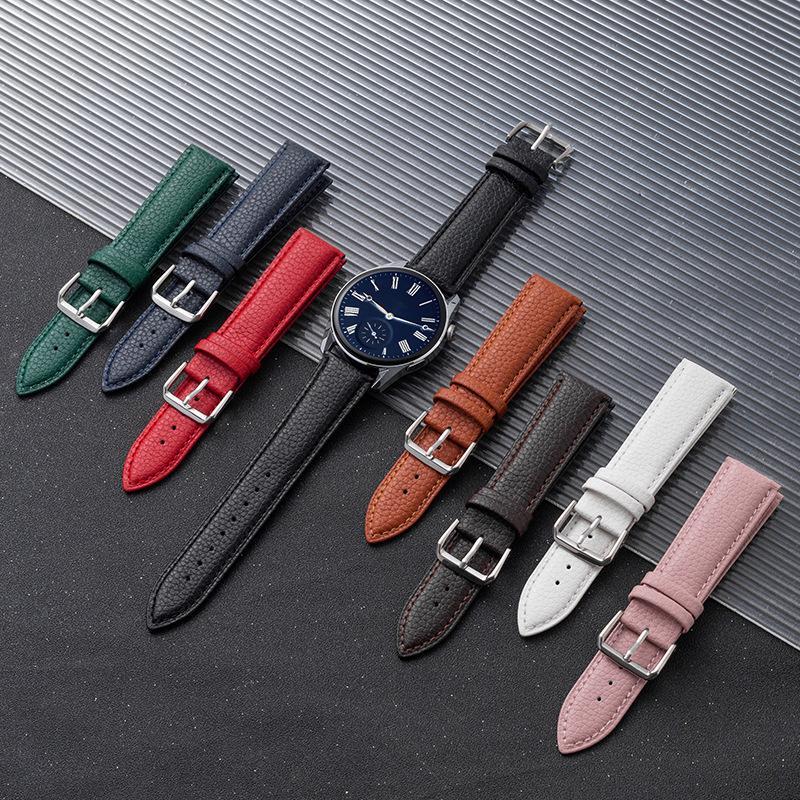 Litschi-Muster 22mm Echtes Leder Uhrenarmband für Huawei GT