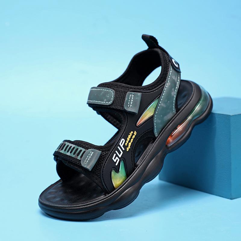 Boys' new air cushion children's sandals 2025 summer beach shoes open-toe hollow breathable sandals