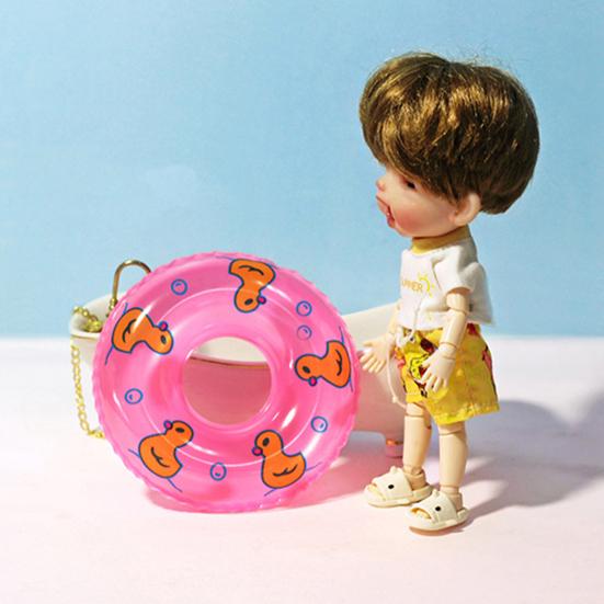 2Pcs Dollhouse Swim Ring Realistic Good Sealing PVC Cute Mini Doll Swimming Ring Miniature Ornament for Gift