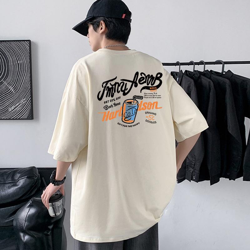 Cool Summer Men's Oversized Drop Shoulder T-Shirt Heavy Cotton Man Streetwear Tee