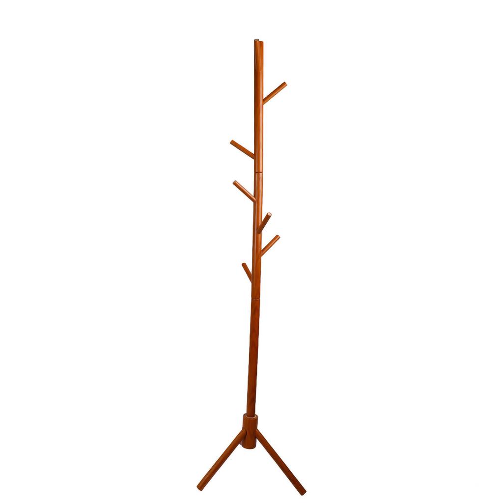 Clothes Tree Solid Wood Round Corner Simple Fashionable Beautiful Coat Hanger for Living Room Honey Color