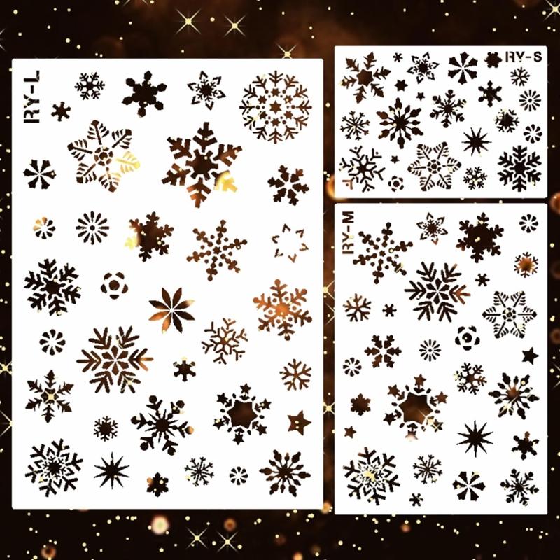 Snowflakes Stencil Christmas Templates Reusable PET Stencils for Kid Graffiti Drawing Scrapbooking Christmas Party Decor