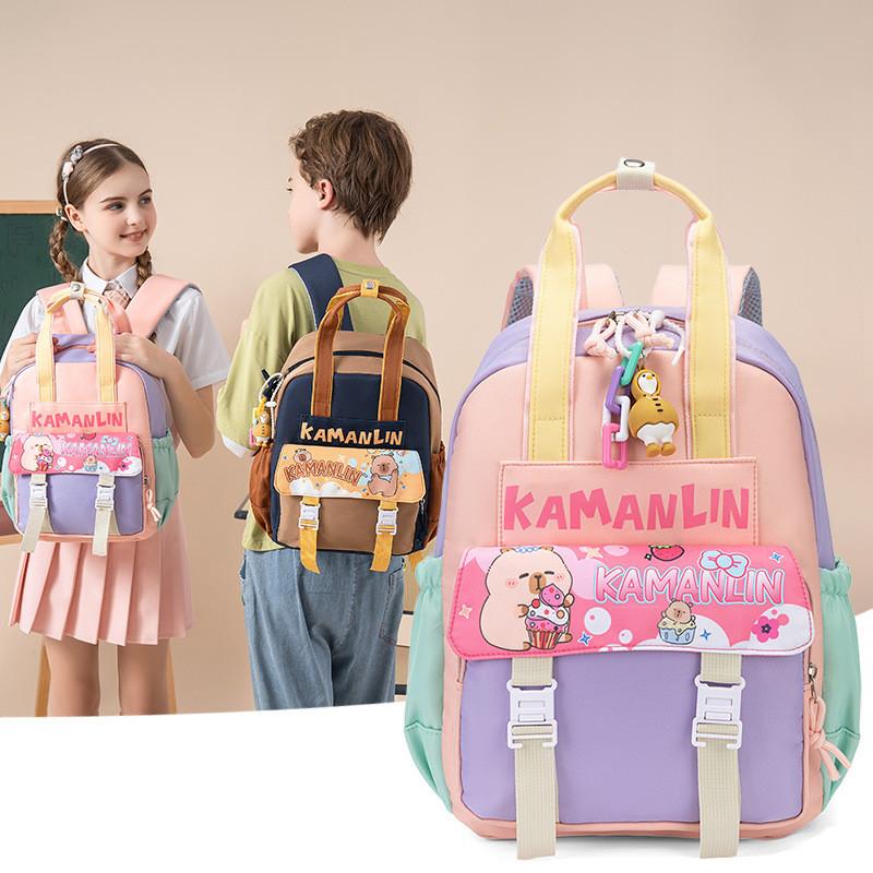 Cartoon Kids Backpack For Preschoolers With Capybara Rabbit Snowman Cartoon Print For School Use