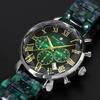 Salvatore Mara Watch Faceted Glass Chronograph Acetate Belt Gradient Men's Green Gold SM19104A-SSGRGD