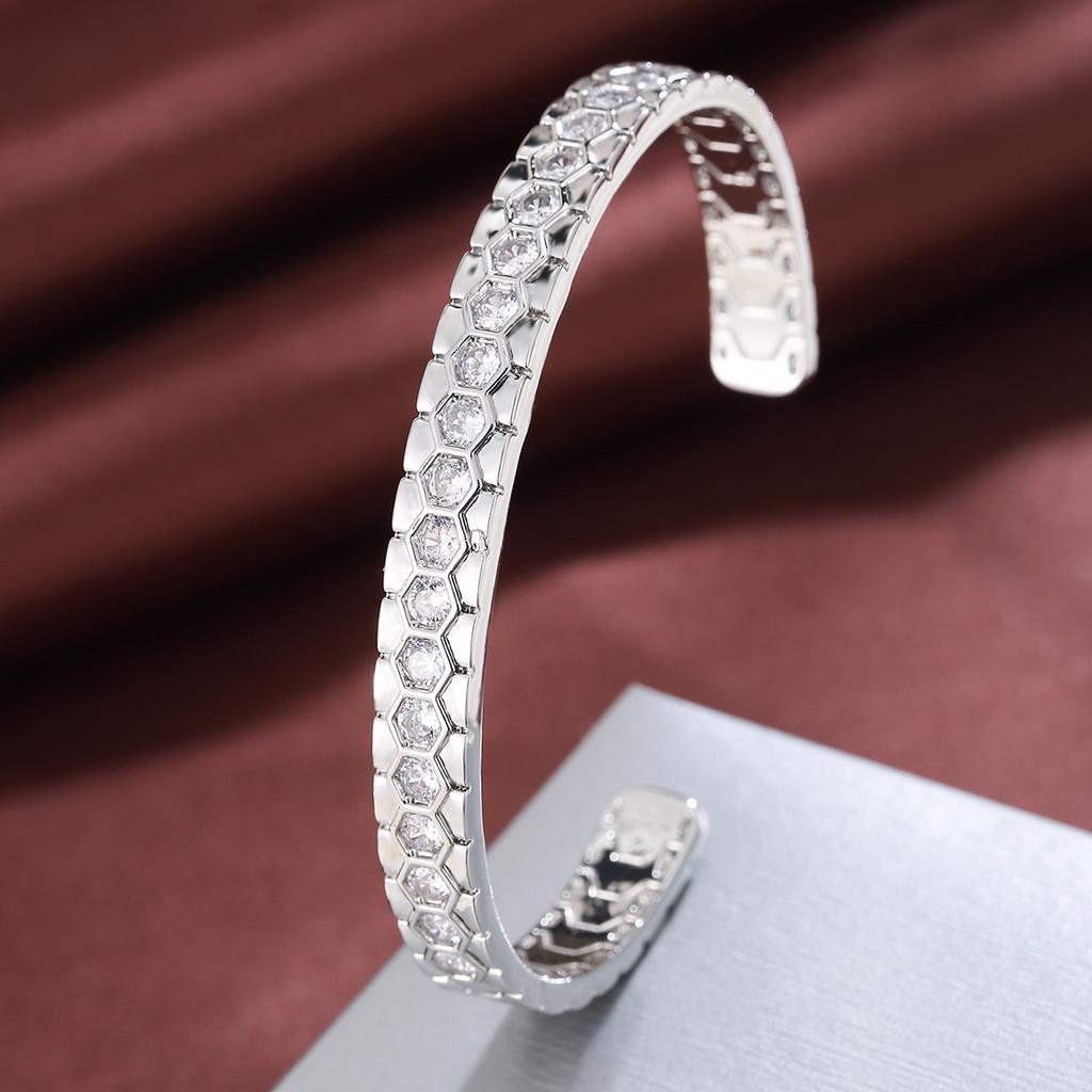Stylish Simple Honeycomb Zircon Opening Women's Jewelry Export Bracelet