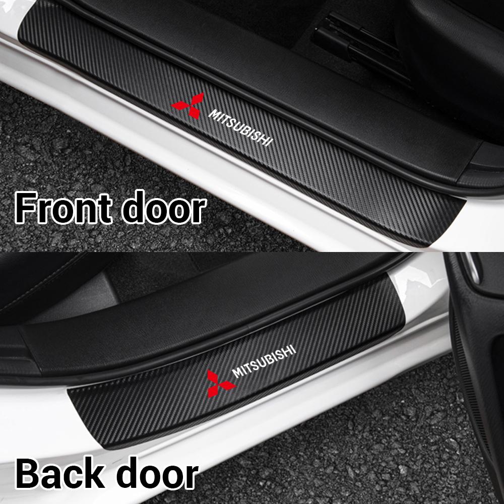 4PCS Car Door Sill Pedal Carbon Fiber Protective Sticker Anti-scratch And Waterproof For Mitsubishi Ralliart Lancer EX Outlander