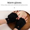 Outdoor Winter Half Finger Gloves Plush Warm Touchscreen Gloves Thickened Imitation Cashmere Flip Cover Gloves For Women Men