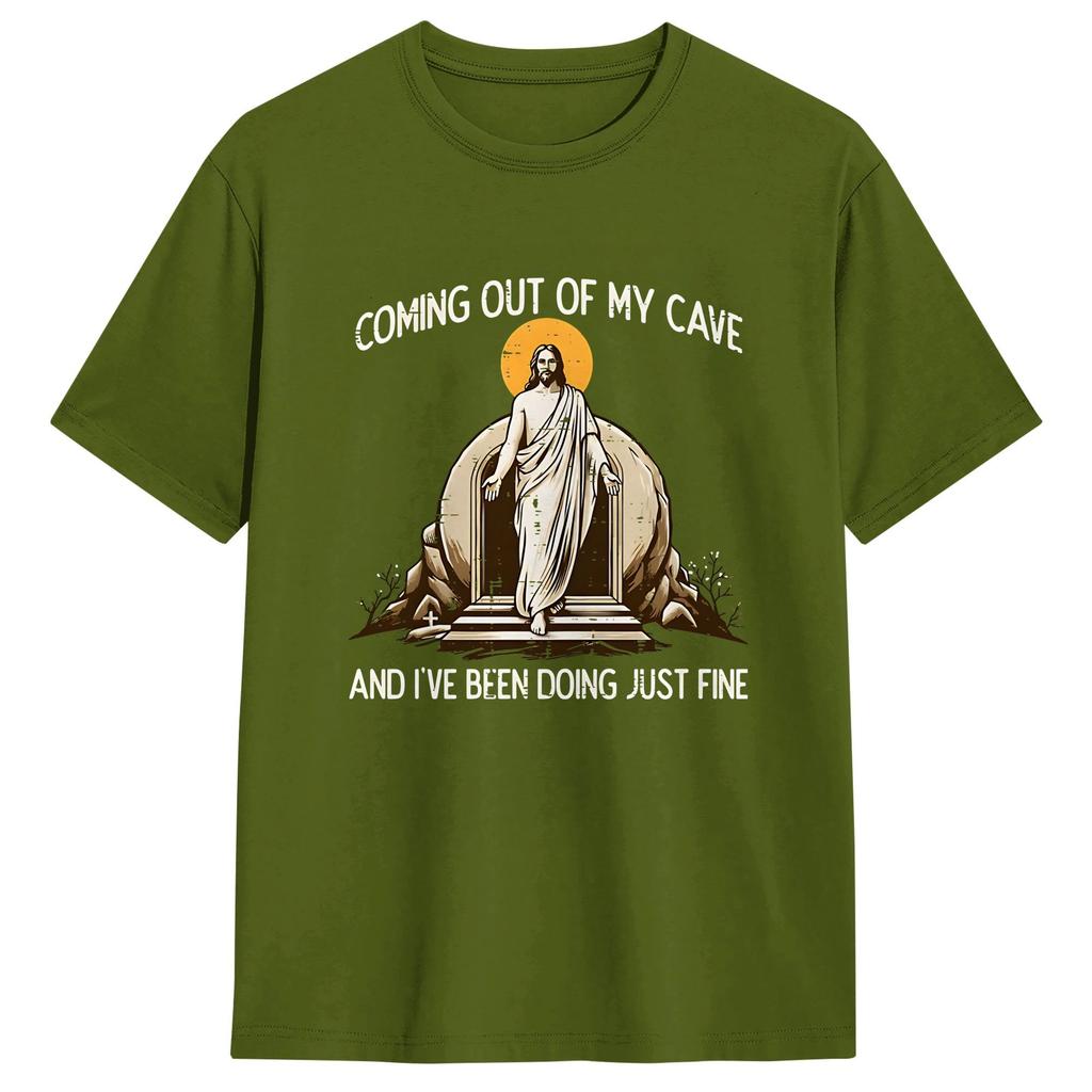 Streetwear TShirt Coming Out of My Cave the Jesus Resurrection Easter Cotton TShirts Tee Shirt Summer Aesthetic Short Sleeve