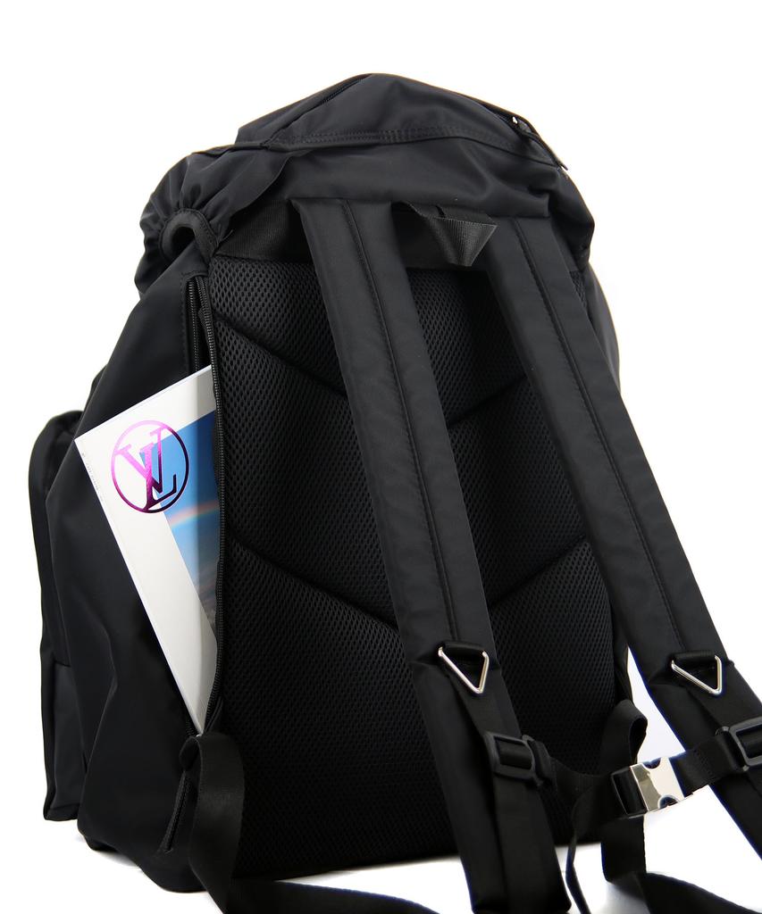 Bymoss Shiny 2-Pocket Nylon Backpack - Black
