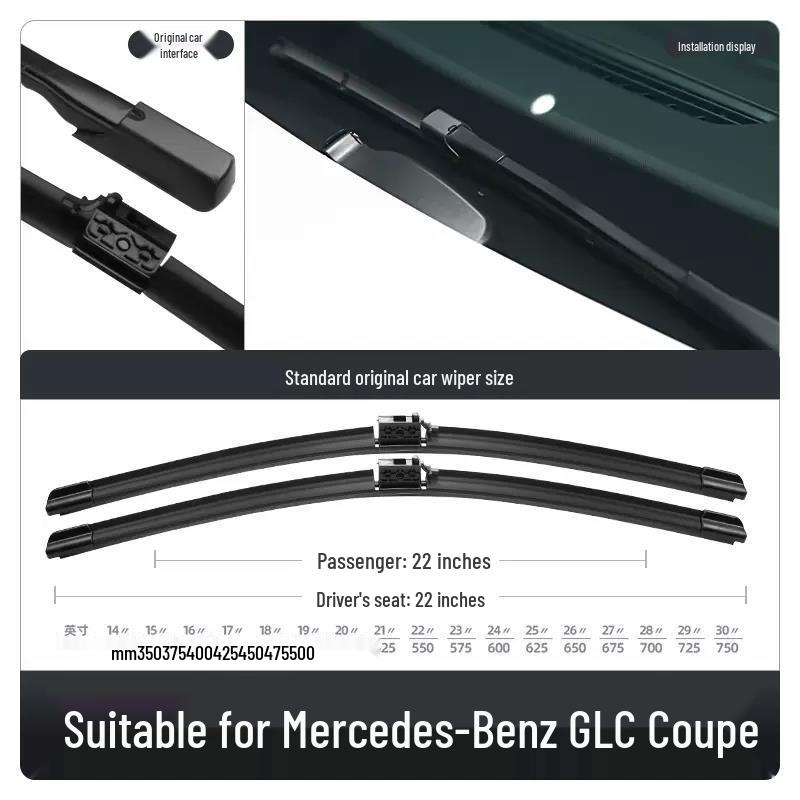 Frameless Silent Wiper Blades for Mercedes-Benz GLC Coupe 300/260