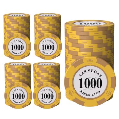 East Leaf Poker Chips, Clay Casino Chips, 1000 Face Value, Single Chip Set of 100 with Metal Inserts, Premium Quality, Authentic Design for Card Games