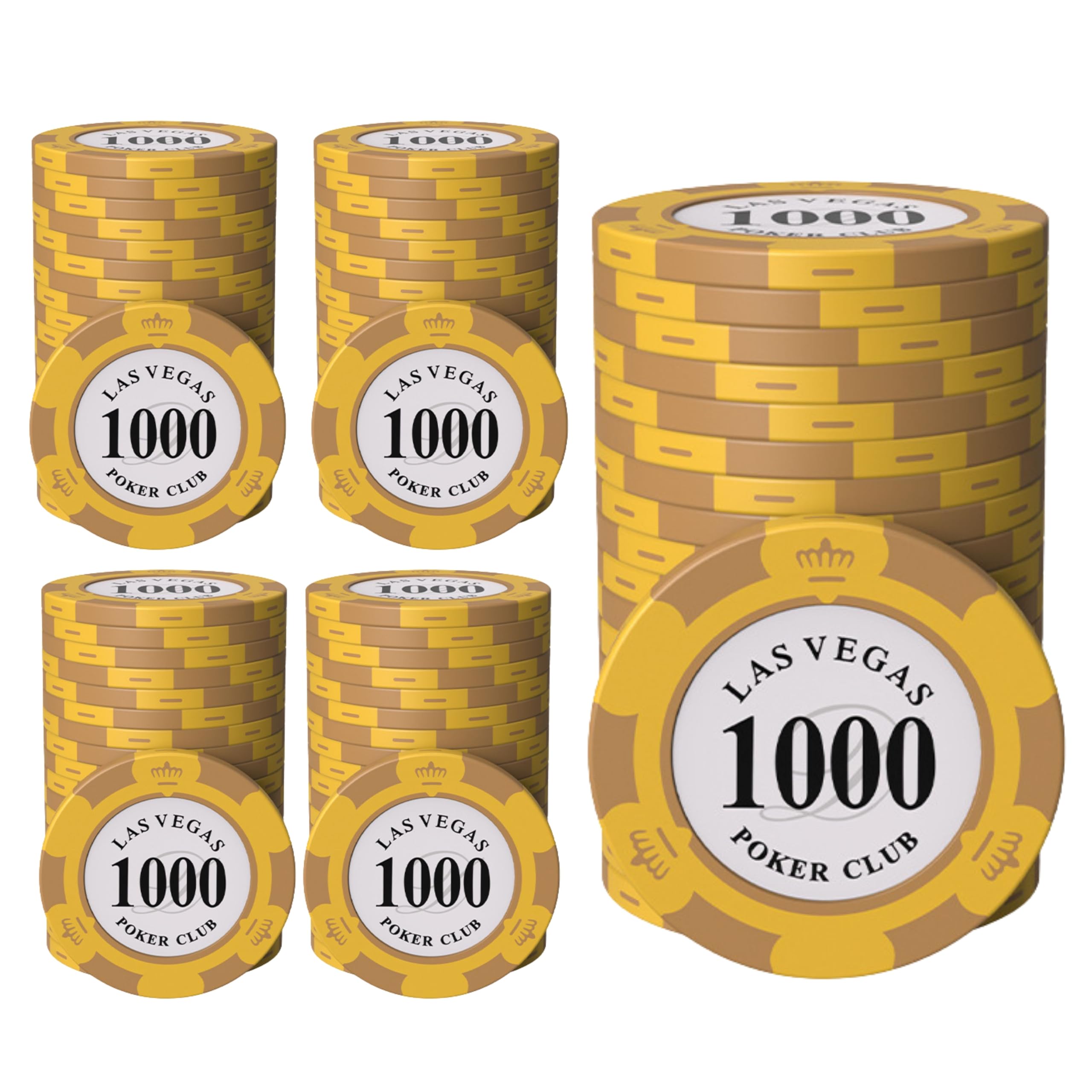 

East Leaf Poker Chips, Clay Casino Chips, 1000 Face Value, Single Chip Set of 100 with Metal Inserts, Premium Quality, Authentic Design for Card Games