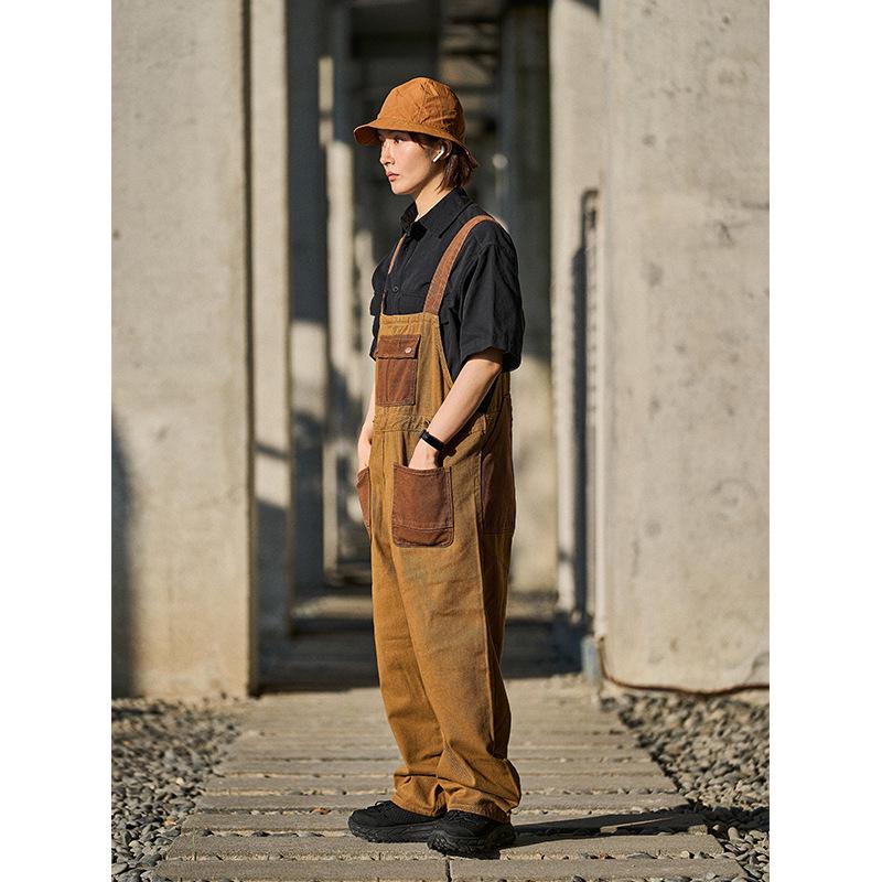 American Retro Khaki Unisex Workwear Overalls - 2025 Trendy Japanese Style Loose Straight-Leg Pants