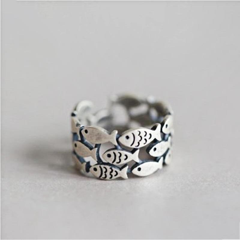 

XIYANIKE Silver Color Handmade Engagement Rings for Women Wedding Couple Creative Design Cute Fishs Jewelry Adjustable resizable