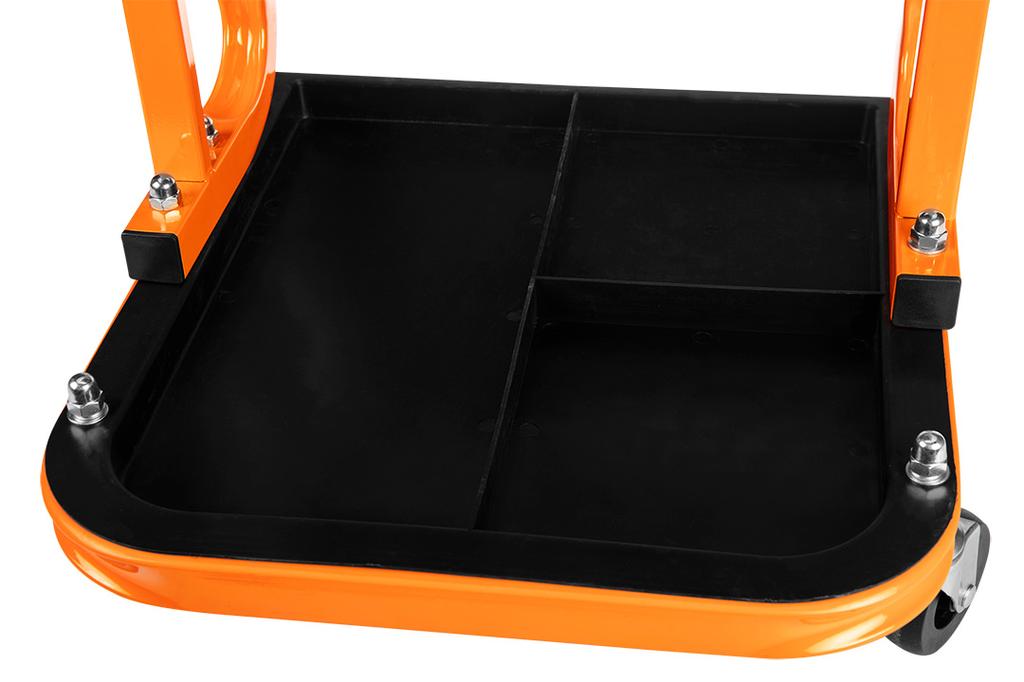 Work bench on wheels with a tool shelf