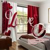 2 Stück - 2D flach bedruckte romantische rot-weiße Musterdruckvorhänge, Fensterdekoration, Heimdekoration, Raumdekoration