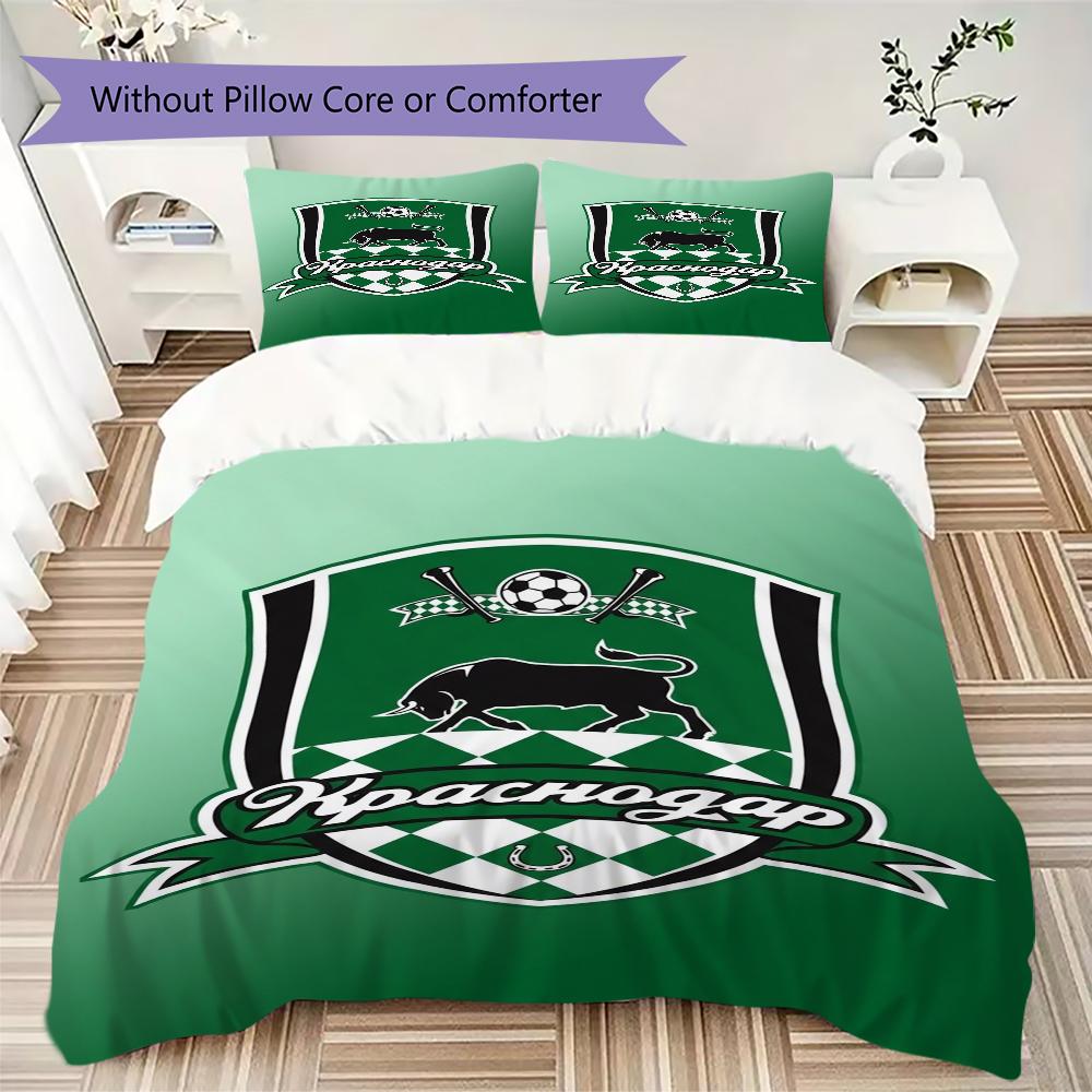 Fc Krasnodar Pattern Bedding uilt Set uilt Cover Pillowcase Home Decoration Birthday Gift (1*duvet cover + 2*pillowcase without core)