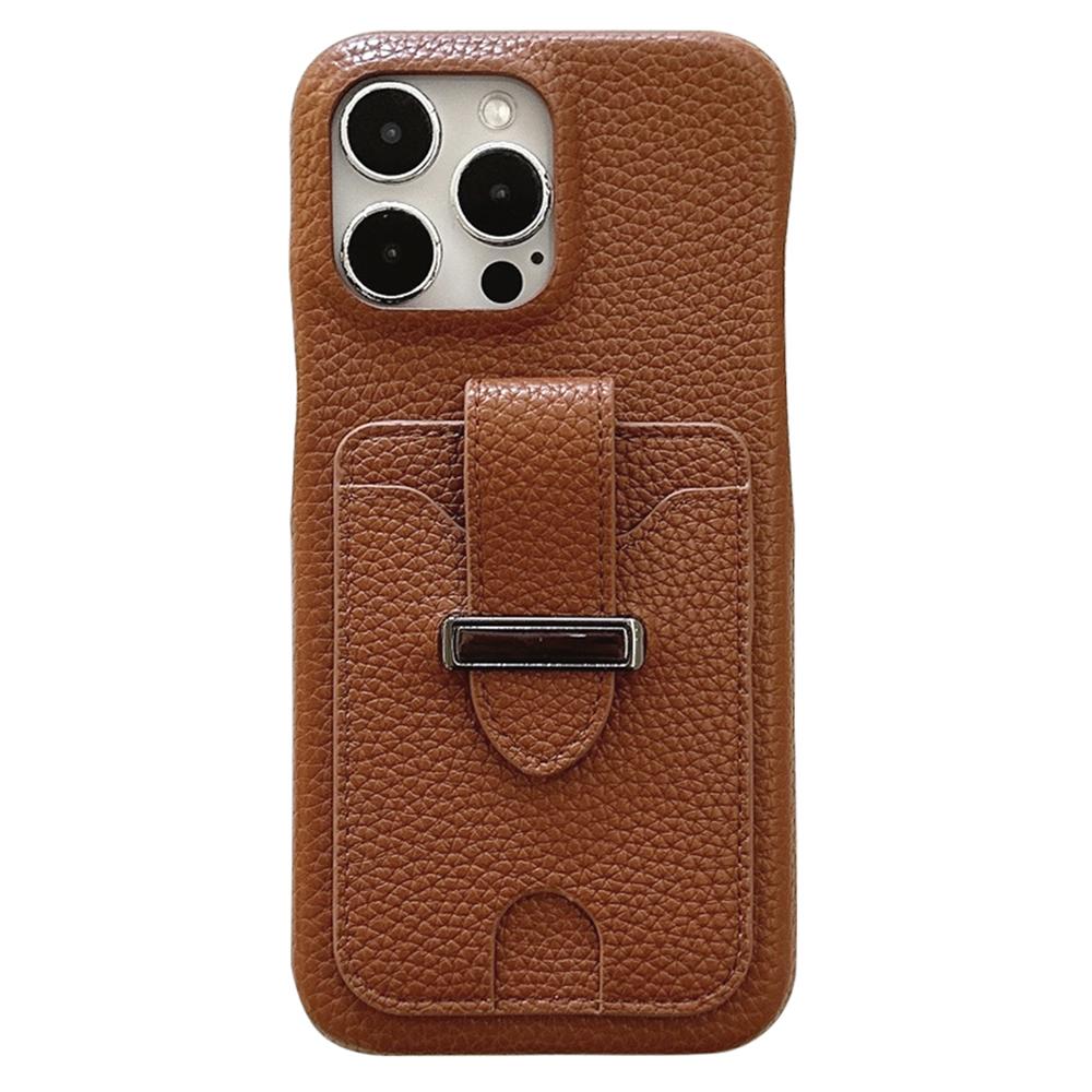 

Чехол для iPhone 15 Pro Max с отделениями для карт, кожа с текстурой личи + ПЭТ, чехол для телефона Dark Brown