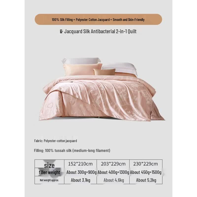 FUANNA 100% Mulberry Silk 2-in-1 All-Season Duvet Comforter