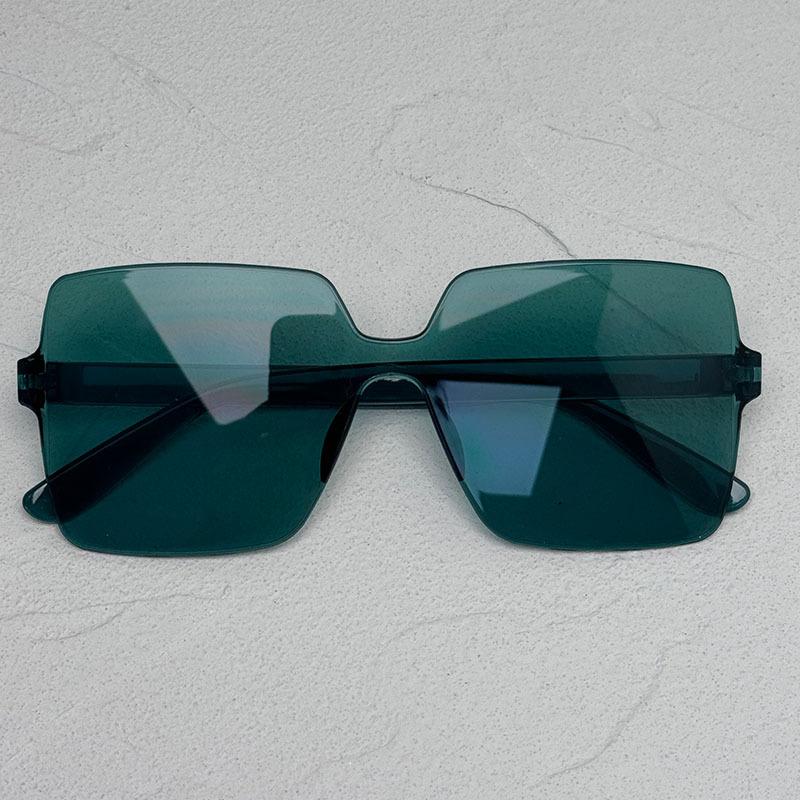 

89 нові безкаркасні суцільні прозорі сонцезахисні окуляри-желе, європейські та американські квадратні окуляри цукеркового кольору з інтегрованими морськими лінзами зелений