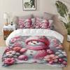 Weihnachtsmann-Muster 3D-bedrucktes Bettwäsche-Set Niedliches Rosa Stil Bettbezug-Set Weich Bequem Haus Luxus Steppdeckenbezug-Set