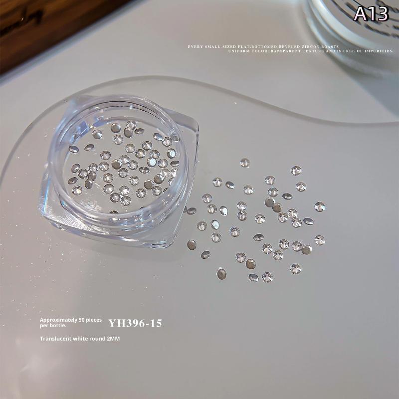 Mixed Zircon Nail Rhinestones Shiny Nail Diamond Flat Nail Gems Glass Stones Nails Decoration Nail Charm Diy Manicure Art