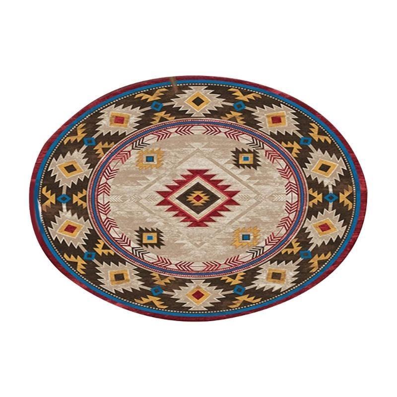 652F Round Carpet Retro Ethnic Type Floor Mat Resistant Rug Home Decoration
