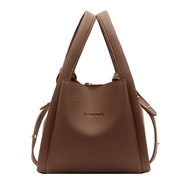 Fashion Niche Design Portable Vegetable Basket Bucket Bag Women's Casual Lychee Pattern Single Shoulder Child and Mother Bag
