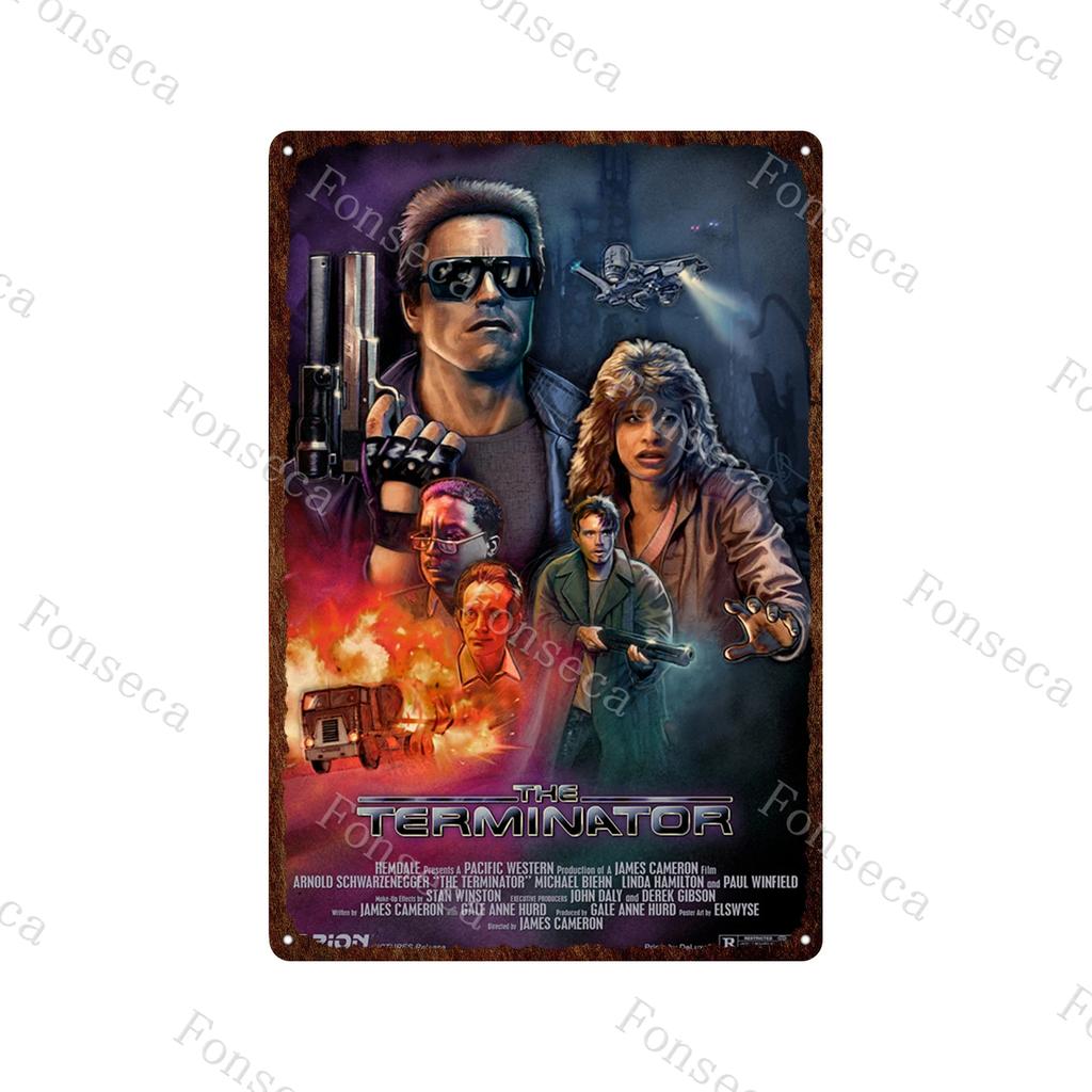 Terminator 2 Movie Metal Poster Tin Sign Classic Movies The Terminator Metal Plates Home Decoration Wall Art Iron Paining