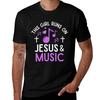 This Girl Runs On Jesus And Music Tshirt Work Duty Casual Tshirt