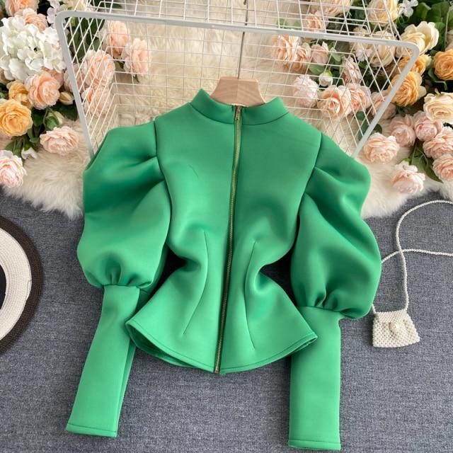 

Сексуальная многоцветная блузка с воротником, женская с длинными рукавами-фонариками и рюшами, тонкая хлопковая рубашка, уличная одежда, женская весна-осень, модная новинка One Size