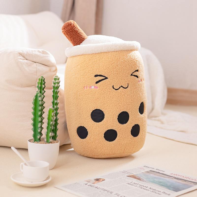 Kawaii Boba Fruit Bubble Tea All Series Cartoon Plush Toy Stuffed Animals Cute Food Milk Tea Soft Toys Room Decor Pillow Gifts