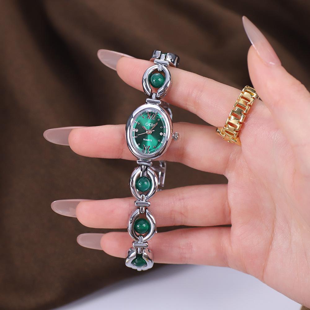 Orologio bracciale smeraldo stile nazionale da donna lusso leggero perla squisito impermeabile moda da donna orologi al quarzo
