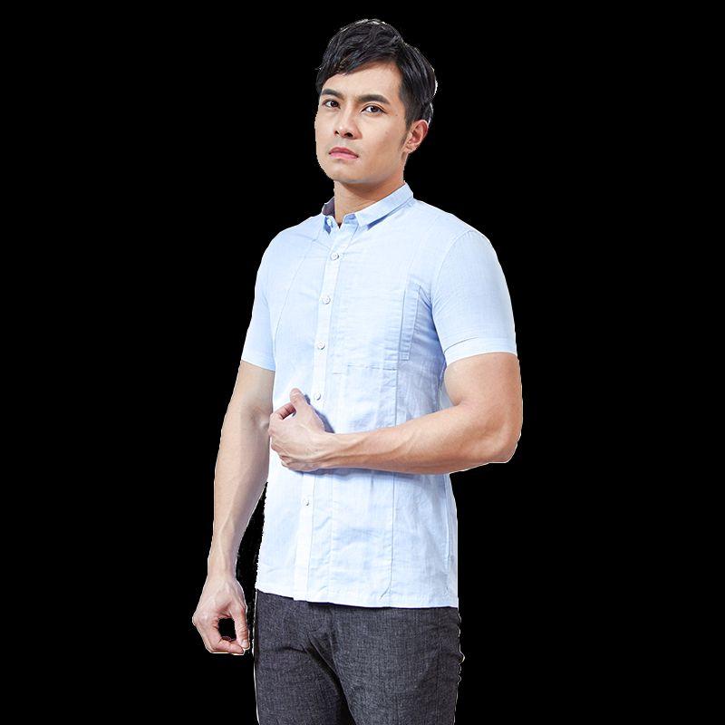 Menseye Menseye Square Collar Leisure Professional Short Sleeve