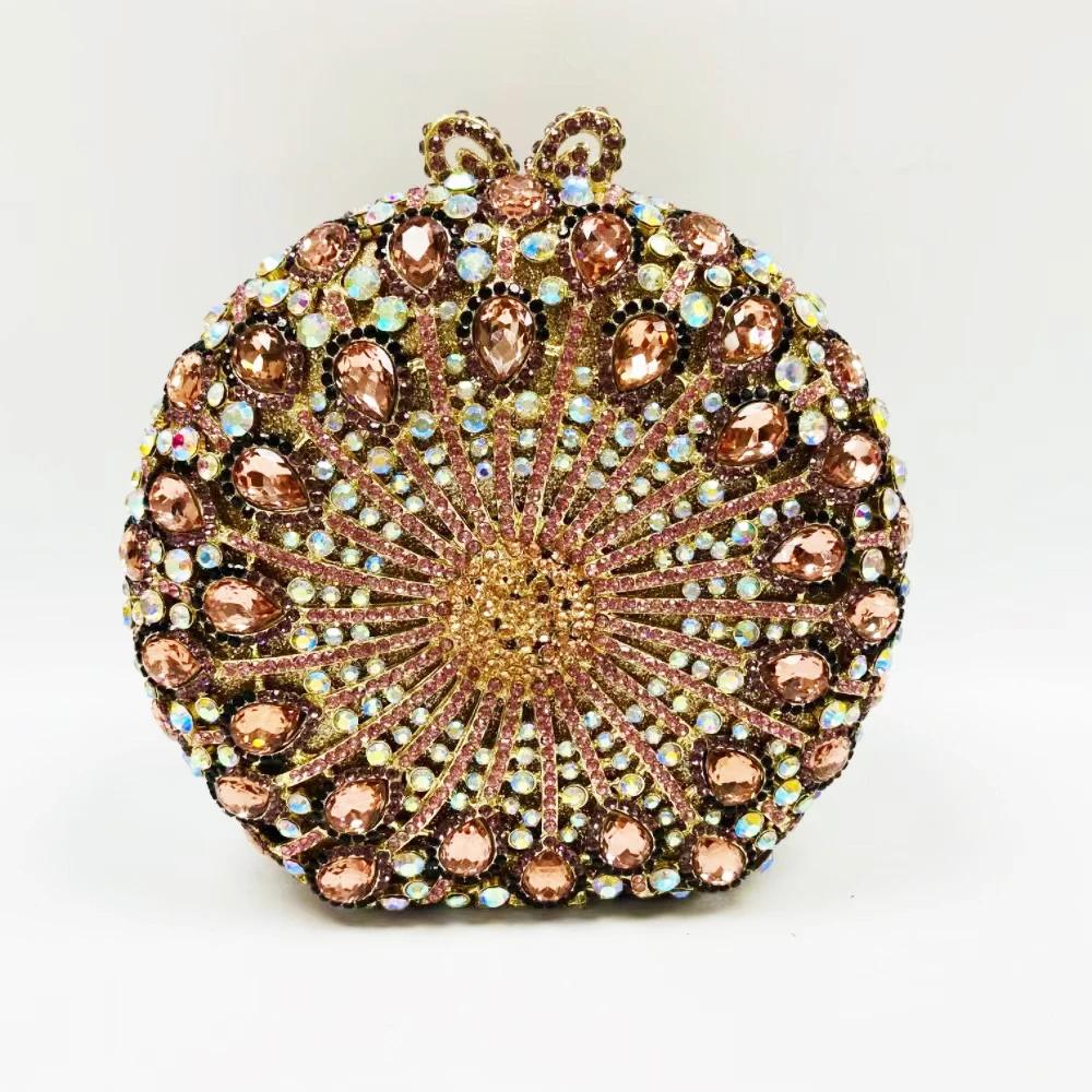 WHTUOHEN Runde Weiße Klare Diamant Damen Clutch Strass Luxuriöse Dame Kristall Party Abschlussball Clutches Hochzeit Mädchen Hochzeits Portemonnaies