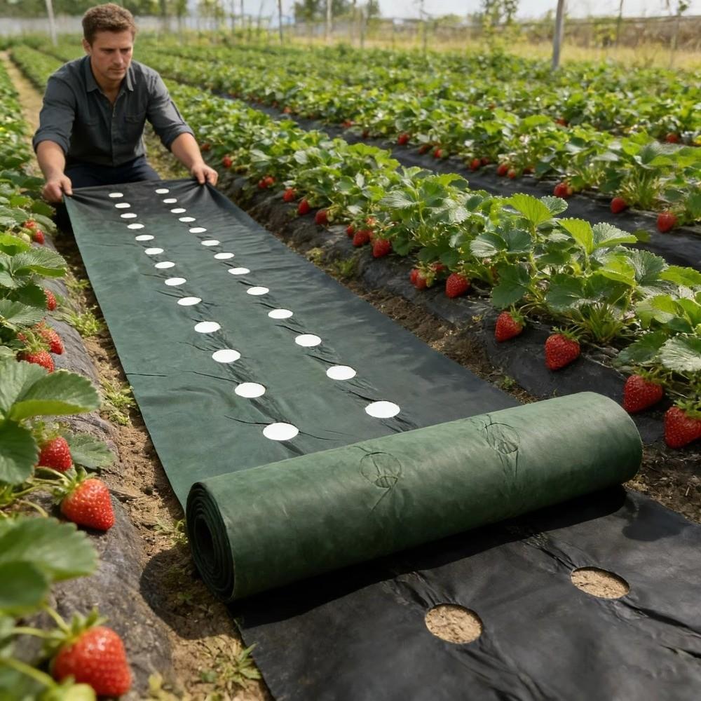 Pre-punched Holes Perforated Grass Proof Cloth Weed Control Ground Cover Vegetable Gardens