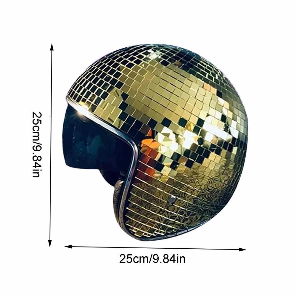 Klobouk Disco Koule ze Zrcadlového Skla s Třpytkami a Zatahovacím Kšiltem Disco Helma Pro DJ Klub Pódium Bar Party Svatba Punkový Kostým