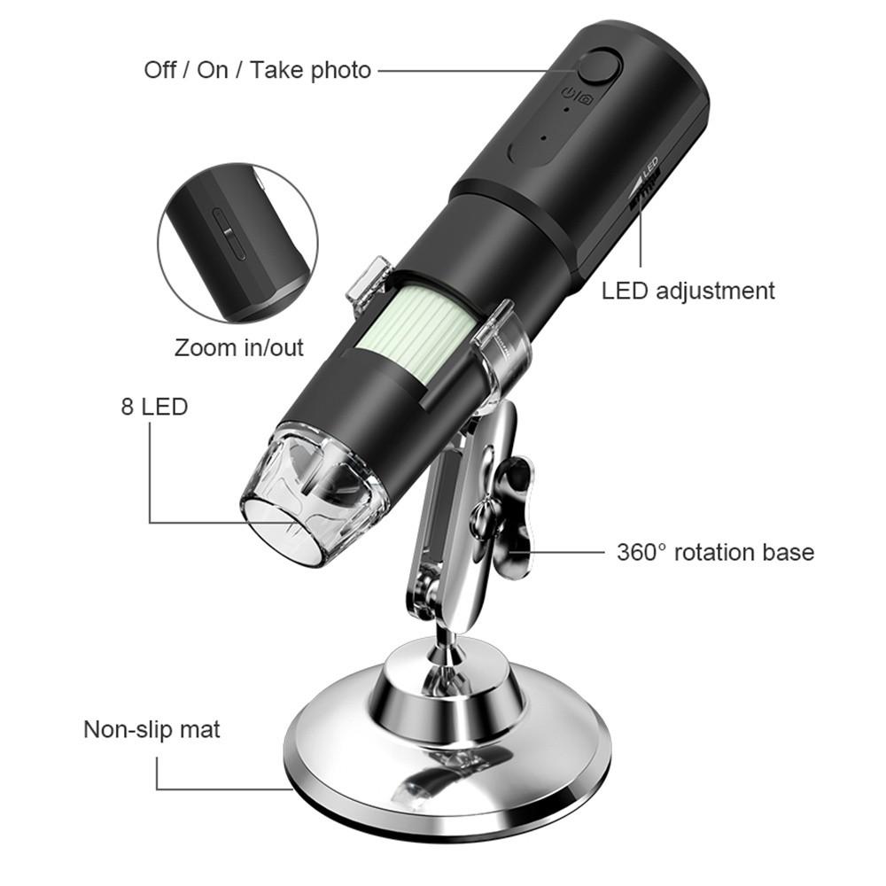 1000X Digital Video Camera 8 LED Skin Detector Analyzer Wireless Portable Zoom Microscope HD Magnifier