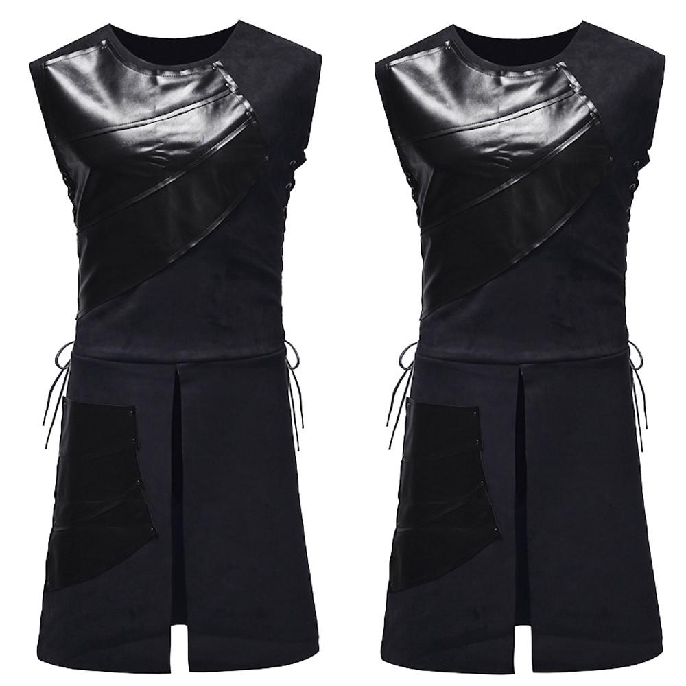  MenTops Party  Leather Vest Laced Up Sleeveless Cosplay Custome Blouse