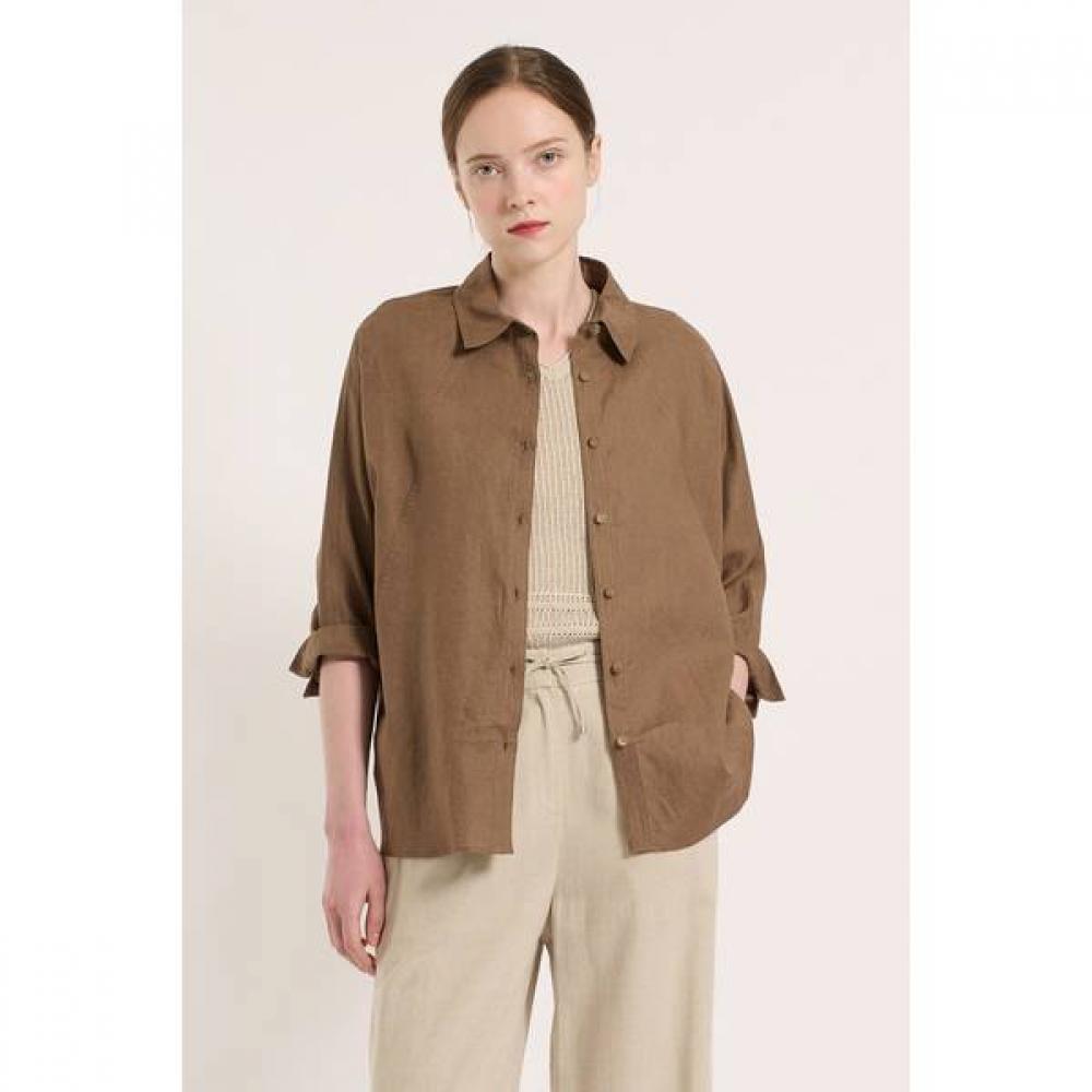 BCBG Asymmetrical Linen Shirt B5m4b484