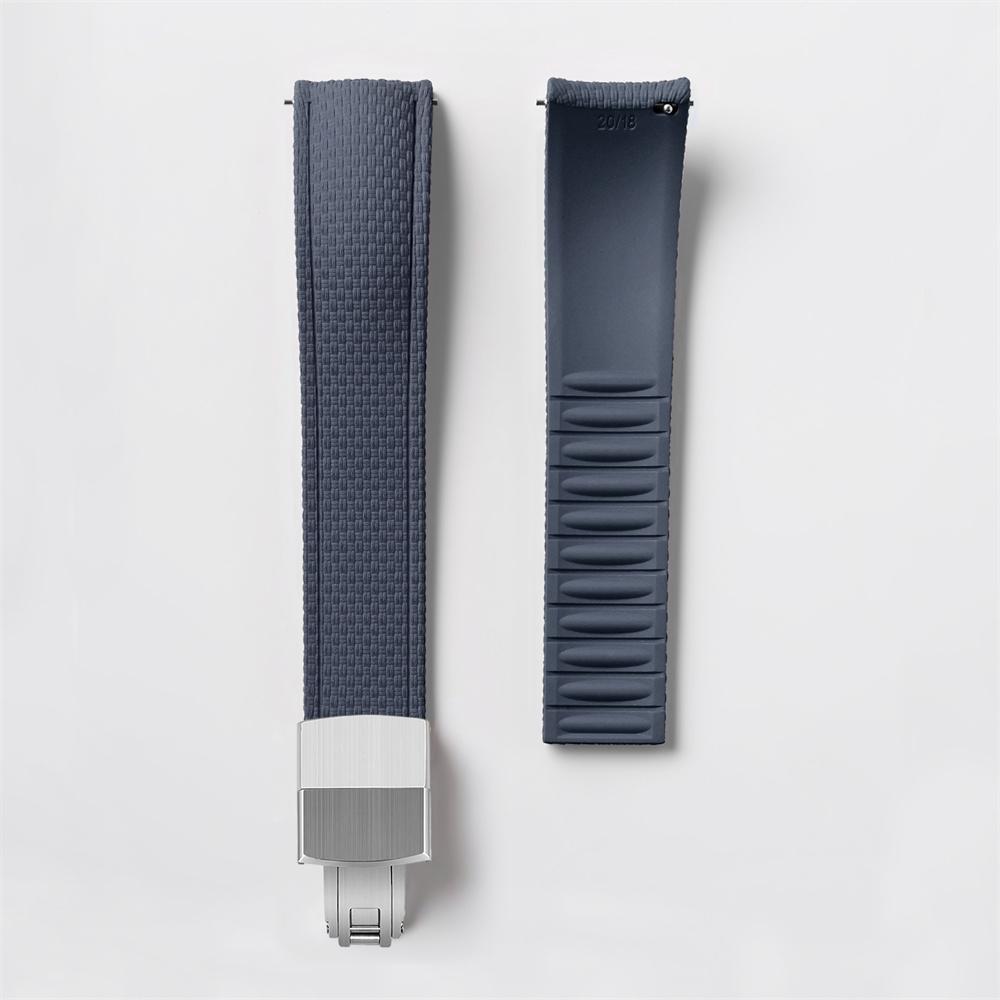 FKM Watch Band Fluoro Rubber Strap 18/19/20/21/22/24mm Quick Release Folding Clasp Cut To Size Replace Watch Bracelet for Men Women