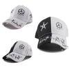 Baseball Cap Hat Grey Black Letter Graffiti Print Iron Ring Spring Summer Autumn Punk Hip hop Rock Adjustable Unisex Men Women Outdoor Casual Cotton