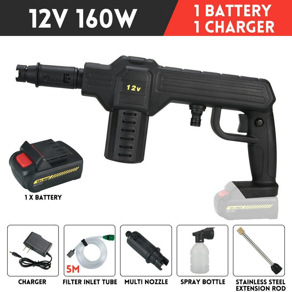 

12/24В 0-4000 мАч Портативный Перезаряжаемый Моющий Насос Высокого Давления Беспроводной Электрический Высокой Мощности Пистолеты для Мойки Автомобилей Машина 12V 1 x Battery