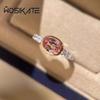 Wosikate French Vintage Paparacha Ring For Women Fashion Jewellery Exquisite Light Luxury  Copper-Plated Gemstone Finger Ring