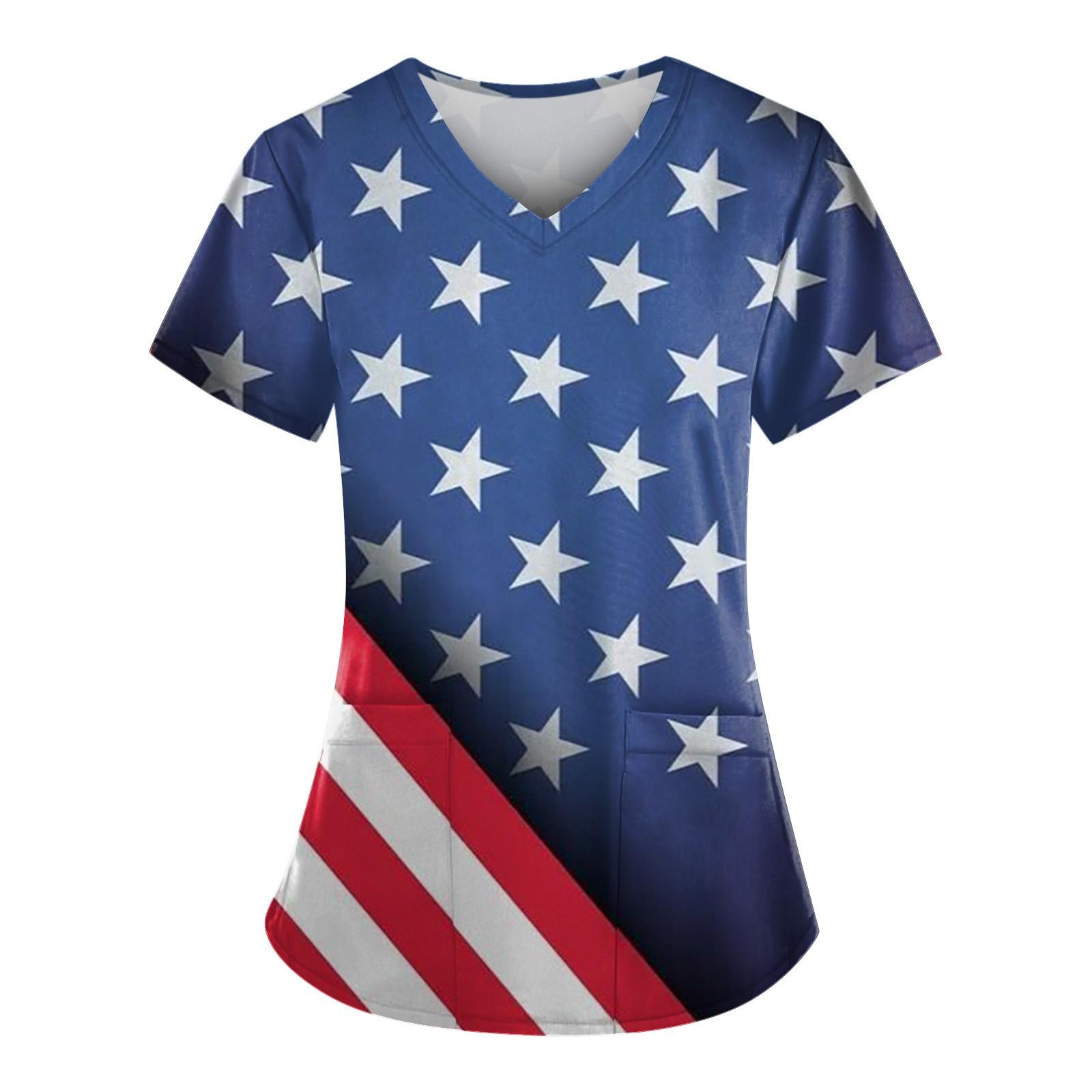 

Женская мода с коротким рукавом и карманами, рабочая одежда в полоску, рабочая одежда с принтом, топы XXL